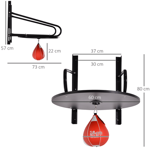 Boxing HOMCOM Wall-mounted Speed Bag Platform Punching Ball Hanging Kit