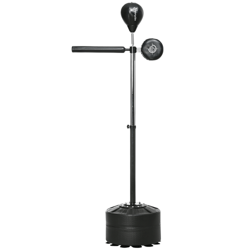 Boxing SPORTNOW Adjustable Speed Bag with Stand, Reflex Bar, Black