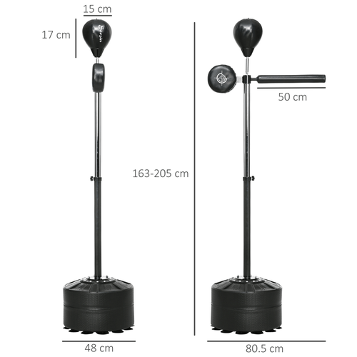 Boxing SPORTNOW Adjustable Speed Bag with Stand, Reflex Bar, Black