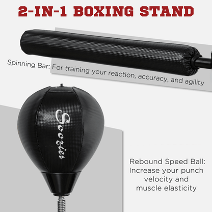 Boxing SPORTNOW Adjustable Speed Bag with Stand, Reflex Bar, Black