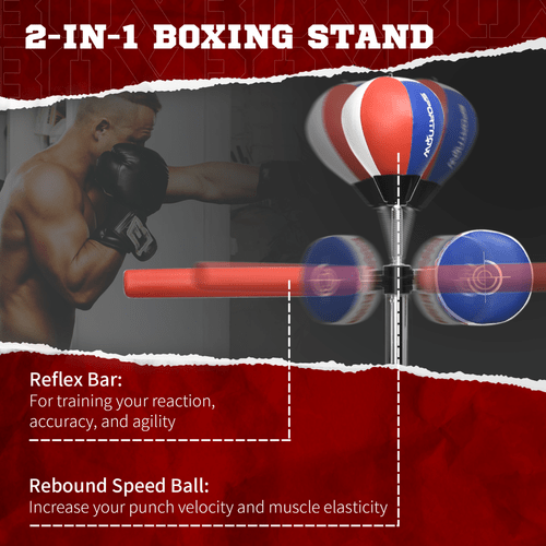 Boxing SPORTNOW Adjustable Speed Bag Stand with Reflex Bar, Multicolour