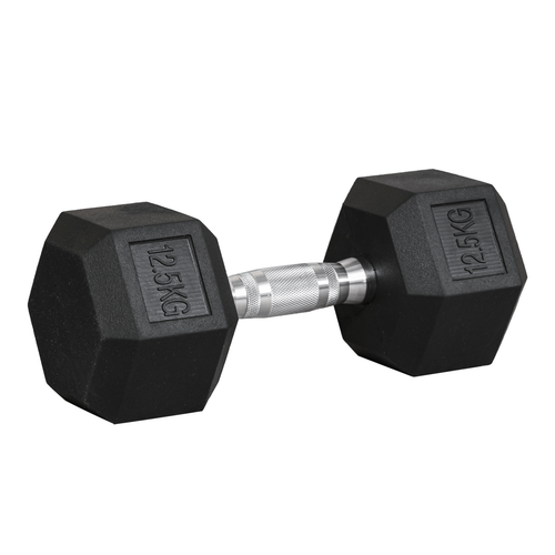 12.5KG Rubber Hex Dumbbell for Home Gym by HOMCOM - Fitness Max
