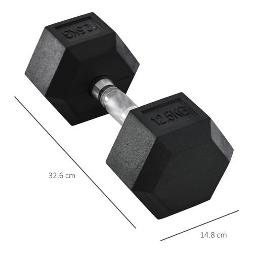 12.5KG Rubber Hex Dumbbell for Home Gym by HOMCOM - Fitness Max