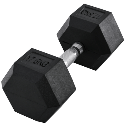 17.5KG Rubber Hex Dumbbell for Home Gym by HOMCOM - Fitness Max
