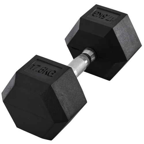 17.5KG Rubber Hex Dumbbell for Home Gym by HOMCOM - Fitness Max