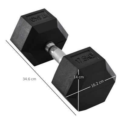 17.5KG Rubber Hex Dumbbell for Home Gym by HOMCOM - Fitness Max
