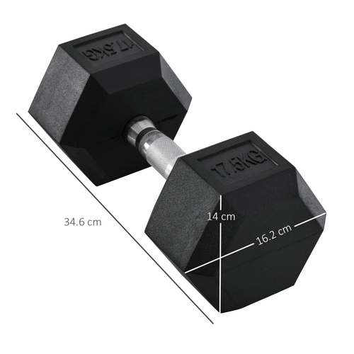 17.5KG Rubber Hex Dumbbell for Home Gym by HOMCOM - Fitness Max