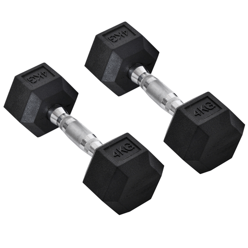 Hexagonal Dumbbells Kit for Home Fitness 2x4kg by HOMCOM - Fitness Max
