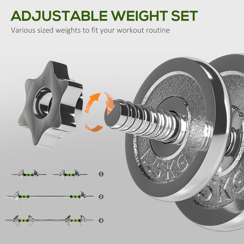 Dumbbell SPORTNOW 20kg 2-in-1 Adjustable Dumbbells Set