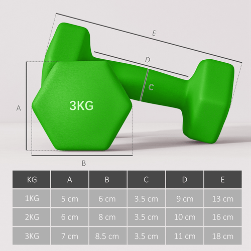 SPORTNOW Hex Dumbbells Set with Rack, 1kg, 2kg, 3kg - Fitness Max