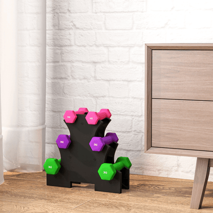 SPORTNOW Hex Dumbbells Set with Rack, 1kg, 2kg, 3kg - Fitness Max
