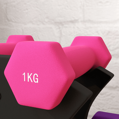SPORTNOW Hex Dumbbells Set with Rack, 1kg, 2kg, 3kg - Fitness Max
