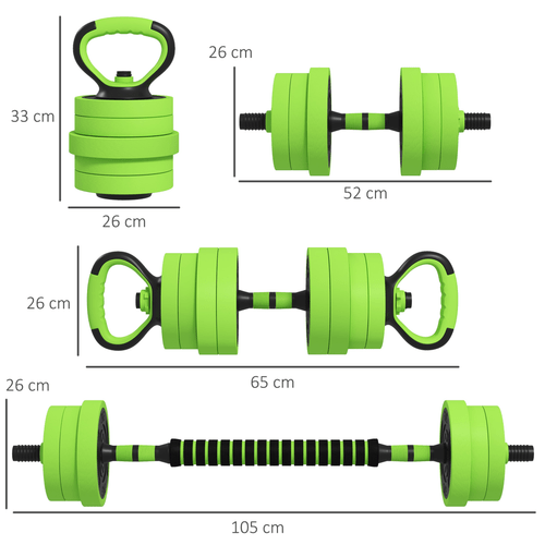 SPORTNOW Weight Dumbbells, Barbell, Kettlebell, Push Up Stand Set, 40kg - Fitness Max