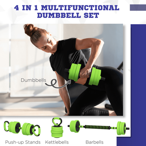 SPORTNOW Weight Dumbbells, Barbell, Kettlebell, Push Up Stand Set, 40kg - Fitness Max