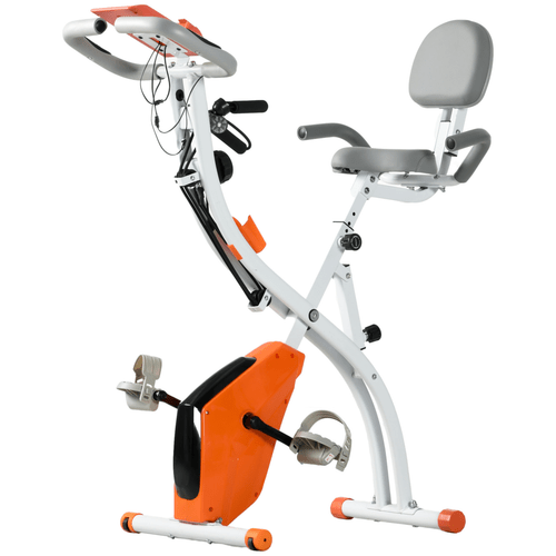 2-In-1 Upright Exercise Bike with 8 Levels and Pulse Sensor in Orange - Fitness Max