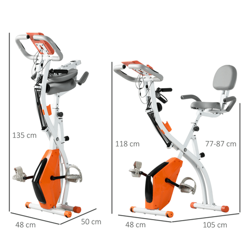 2-In-1 Upright Exercise Bike with 8 Levels and Pulse Sensor in Orange - Fitness Max