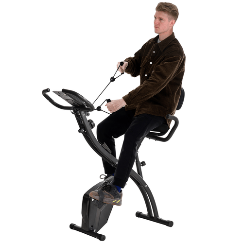 2-In-1 Upright Exercise Bike with Pulse Sensor in Black by HOMCOM - Fitness Max