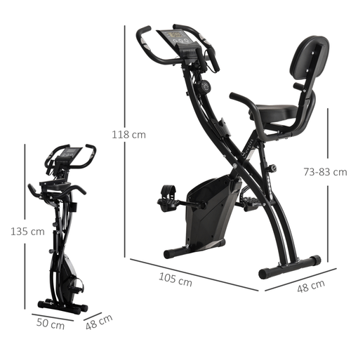 2-In-1 Upright Exercise Bike with Pulse Sensor in Black by HOMCOM - Fitness Max