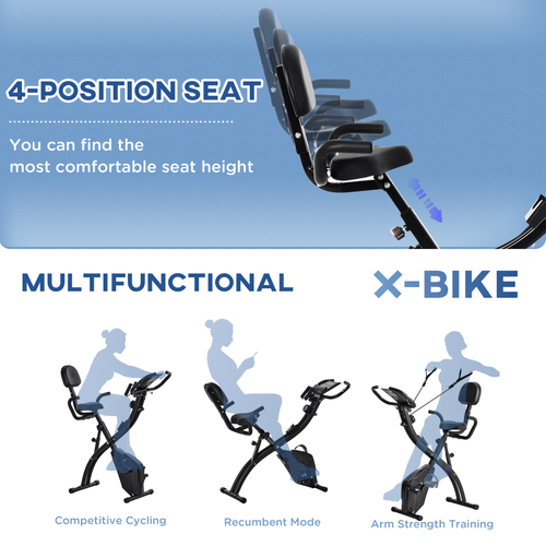 2-In-1 Upright Exercise Bike with Pulse Sensor in Black by HOMCOM - Fitness Max