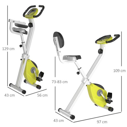 Foldable Magnetic Resistance Exercise Bike with Adjustable Seat in Yellow. - Fitness Max