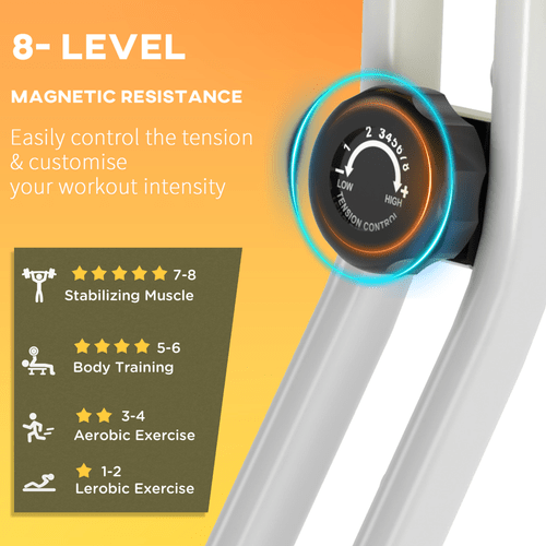 Foldable Magnetic Resistance Exercise Bike with Adjustable Seat in Yellow. - Fitness Max