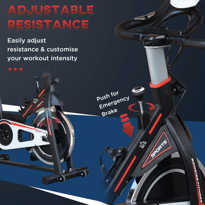 Exercise Bike HOMCOM 8kg Flywheel Exercise Bike Cardio with Adjustable Display