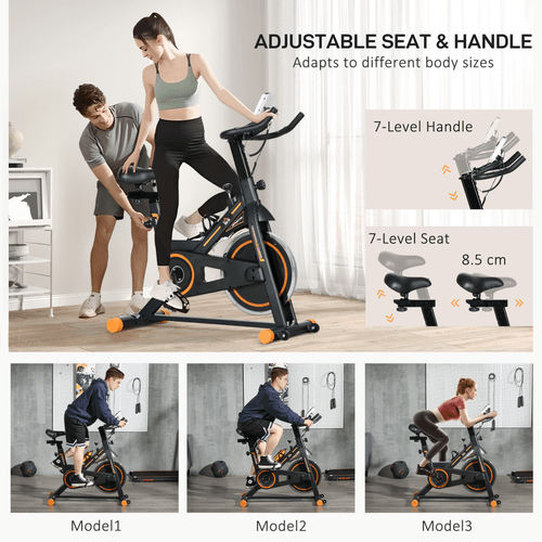 HOMCOM Indoor Cycling Bike with LCD Display and Adjustable Resistance - Fitness Max
