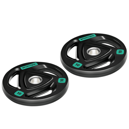 Free weights Olympic Weight Plates Set with Tri-Grip Barbell Weights, 2 x 10kg