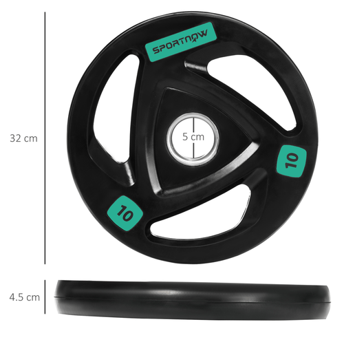 Free weights Olympic Weight Plates Set with Tri-Grip Barbell Weights, 2 x 10kg
