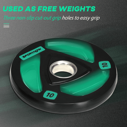 Free weights Olympic Weight Plates Set with Tri-Grip Barbell Weights, 2 x 10kg