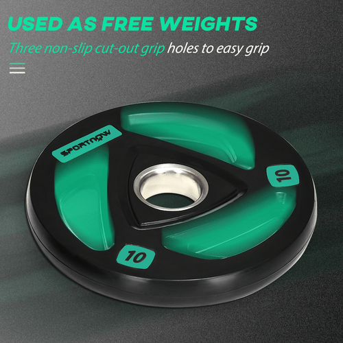Free weights Olympic Weight Plates Set with Tri-Grip Barbell Weights, 2 x 10kg