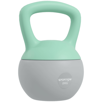 Kettle Bell 8KG Grey and Green Kettlebell with Soft Body and Non-Slip Handle