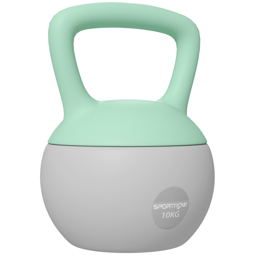 SPORTNOW 10KG Kettlebell with Soft Body, Non-Slip Handle, Grey/Green - Fitness Max