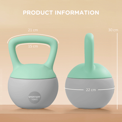 Kettle Bell SPORTNOW 10KG Kettlebell with Soft Body, Non-Slip Handle, Grey/Green