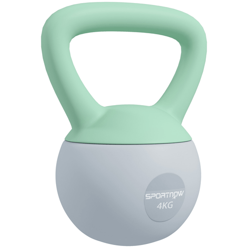 SPORTNOW 4KG Kettlebell Soft Body Non-Slip Handle Grey Green - Fitness Max