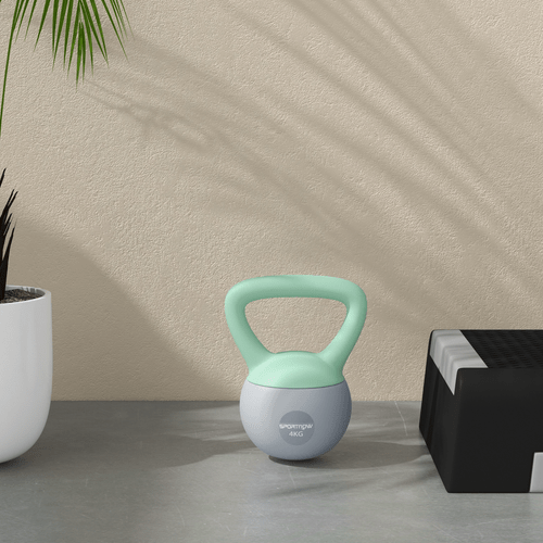 SPORTNOW 4KG Kettlebell Soft Body Non-Slip Handle Grey Green - Fitness Max