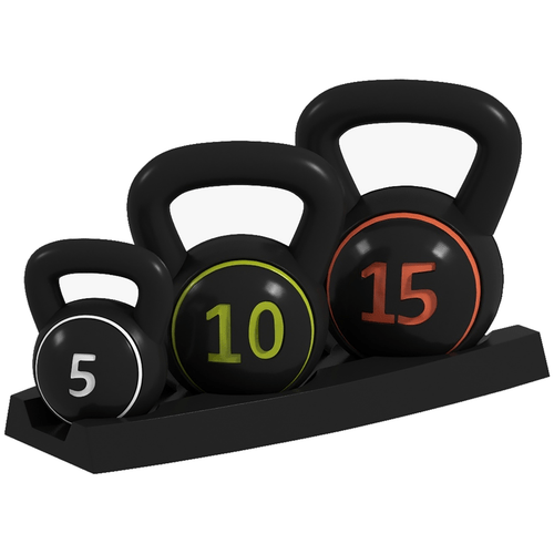SPORTNOW Three Kettlebell Weights Set with Storage Tray, 2.2kg, 4.5kg, 6.8kg - Fitness Max