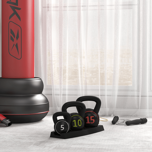 SPORTNOW Three Kettlebell Weights Set with Storage Tray, 2.2kg, 4.5kg, 6.8kg - Fitness Max