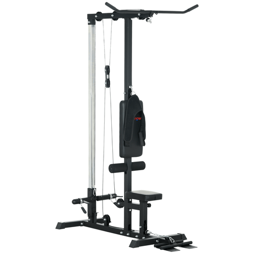 Multi Gym SPORTNOW Pull Up Station Power Cage with Adjustable Seat - Black
