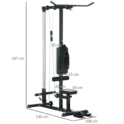 Multi Gym SPORTNOW Pull Up Station Power Cage with Adjustable Seat - Black