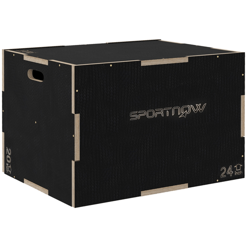 SPORTNOW 51/61/76cm Plyometric Jump Box, Wooden Plyo Box for Home Gym - Fitness Max