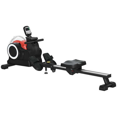 SPORTNOW Foldable Water Rowing Machine with LCD Monitor, Black - Fitness Max