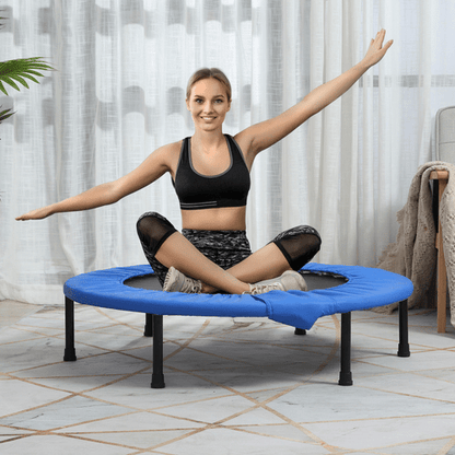 96 cm Blue HOMCOM Foldable Mini Fitness Trampoline Exercise Rebounder - Fitness Max