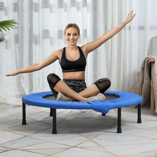 96 cm Blue HOMCOM Foldable Mini Fitness Trampoline Exercise Rebounder - Fitness Max