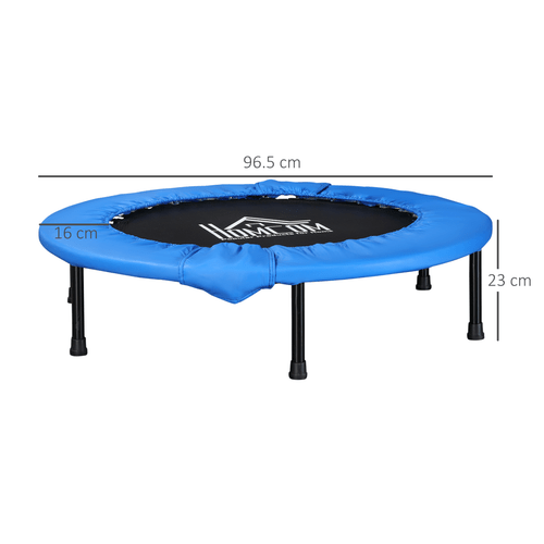 96 cm Blue HOMCOM Foldable Mini Fitness Trampoline Exercise Rebounder - Fitness Max