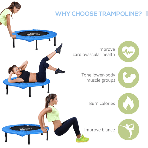 Foldable Mini Fitness Trampoline, Blue HOMCOM - Fitness Max