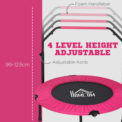 HOMCOM 40" Pink Foldable Mini Fitness Trampoline with Foam Handle - Fitness Max