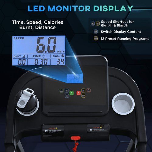 1.5HP Electric Motorised Treadmill with LED Display by HOMCOM - Fitness Max
