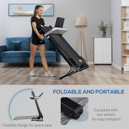 500W Motorised Treadmill, 1-12km/h, Folding Frame, Wheels, Preset Programs by HOMCOM. - Fitness Max