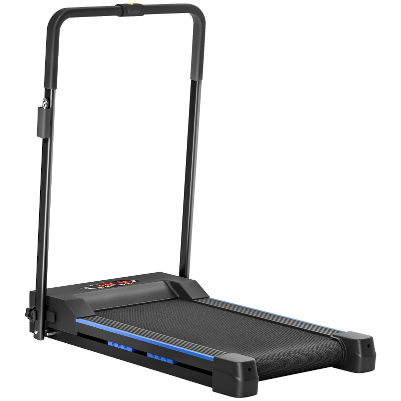 HOMCOM Blue Steel Folding Electric Treadmill with LCD Screen - Compact, Portable - Fitness Max